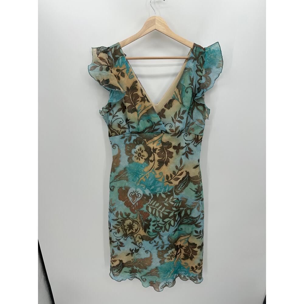 Breakin Loose Y2K 90s Dress Women 14 Midi Ruffle Floral Earthy Fairy‎ Whimsigoth
